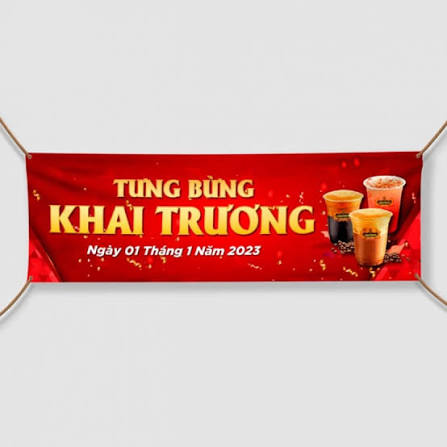 In băng rôn khai trương